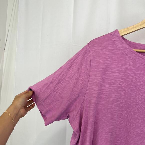 J. JILL Pima Slub Elbow Sleeve Tee Short Sleeve Shirt Purple Pink 2X Plus - Picture 5 of 8